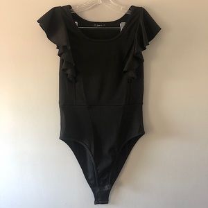 SHEIN black flutter sleeve leotard!